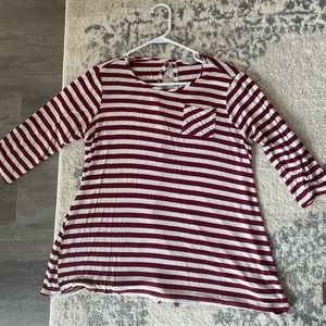 Molly + Isadora Striped 3/4 length shirt